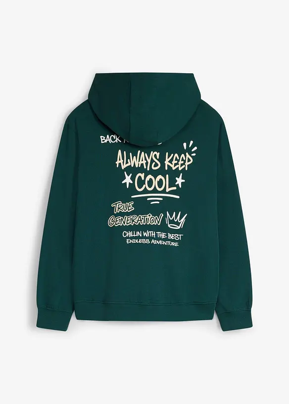 Hoodie aus weicher Bio Baumwolle mit gro&szlig;em R&uuml;ckendruck, bonprix
