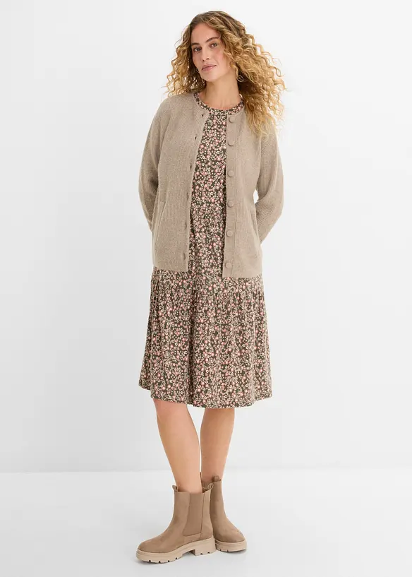 Ripp-Midikleid mit Stretch, bonprix