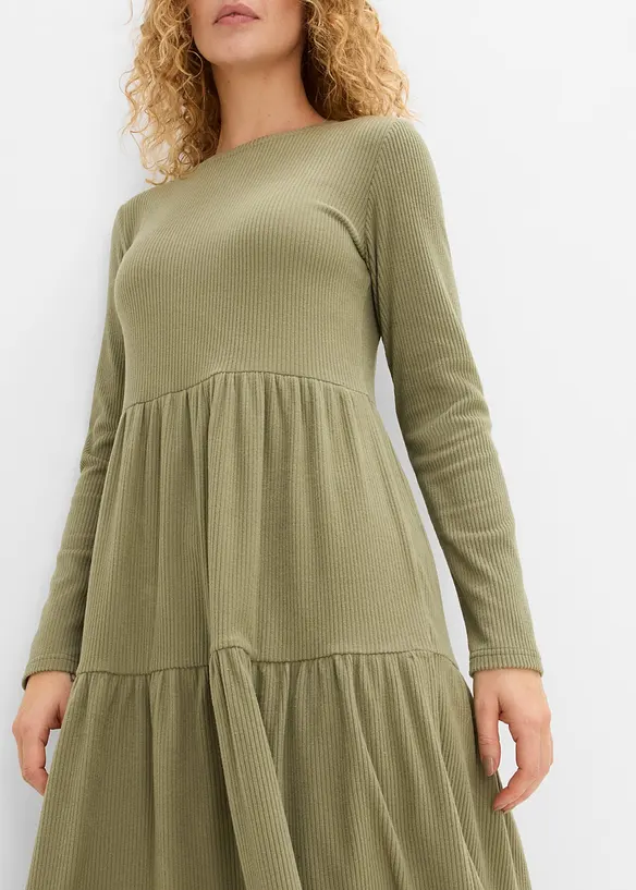 Ripp-Midikleid mit Stretch, bonprix