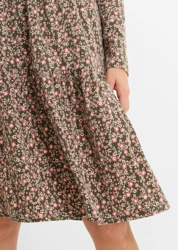 Ripp-Midikleid mit Stretch, bonprix
