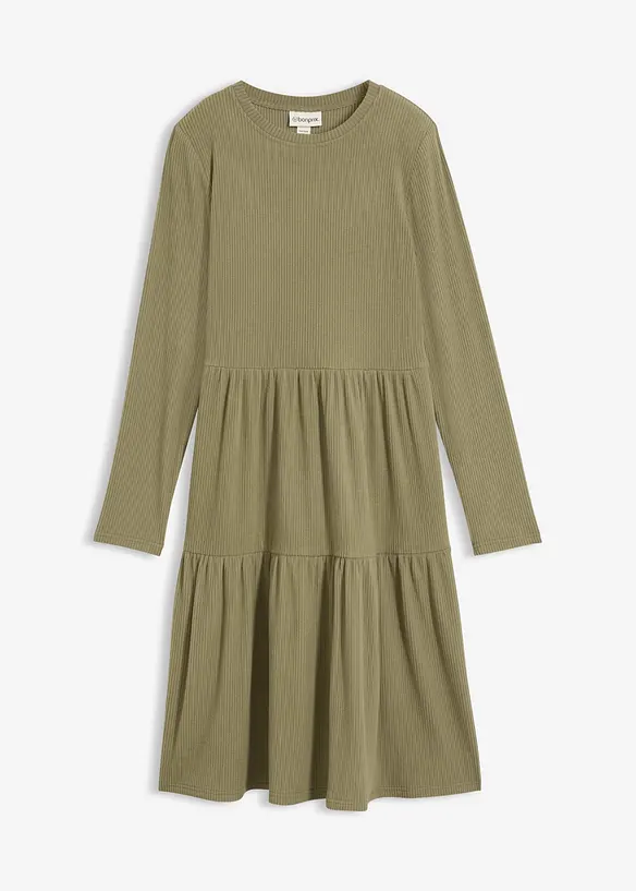 Ripp-Midikleid mit Stretch, bonprix