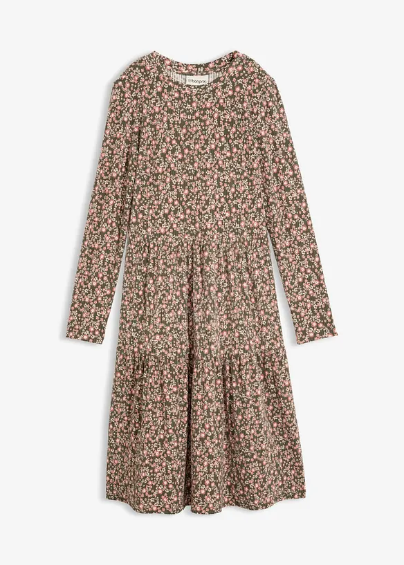 Ripp-Midikleid mit Stretch, bonprix