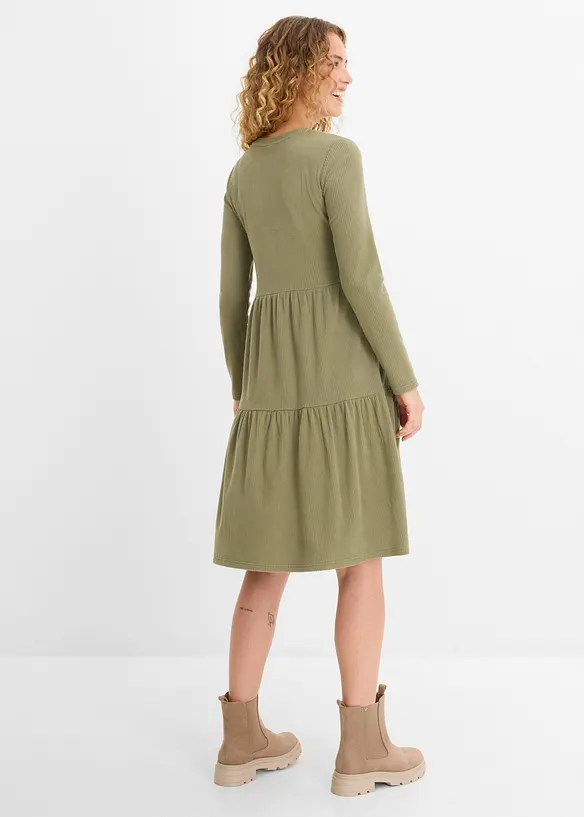 Ripp-Midikleid mit Stretch, bonprix