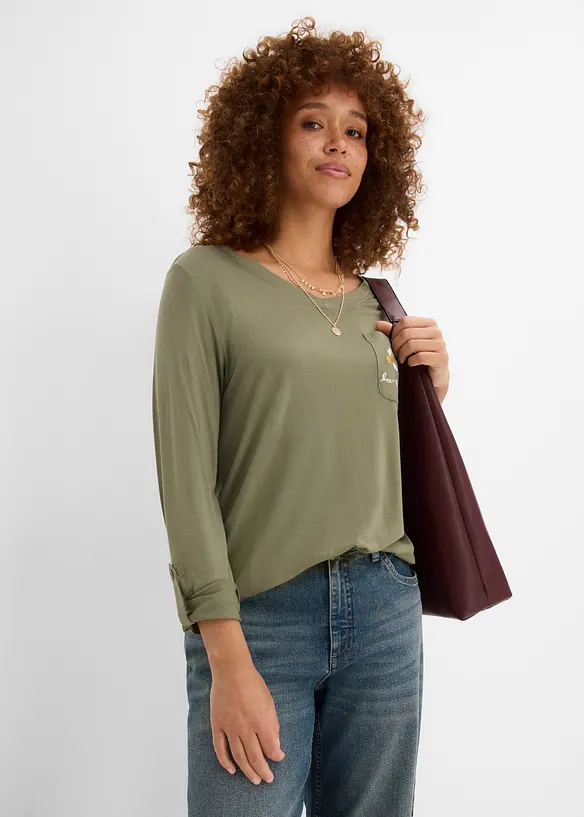 T-shirt manches longues doux, bonprix
