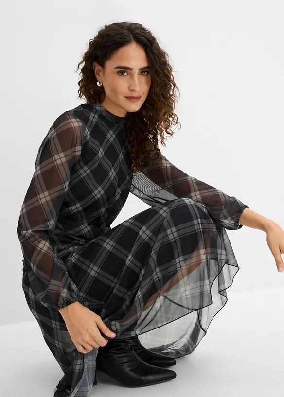 Jerseykleid aus feinem Mesh, bonprix