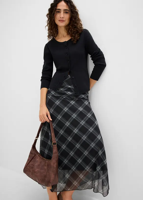 Jupe en jersey et mesh fin, bonprix