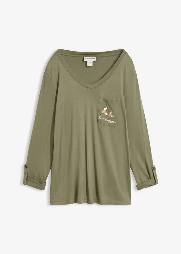 T-shirt manches longues doux, bonprix