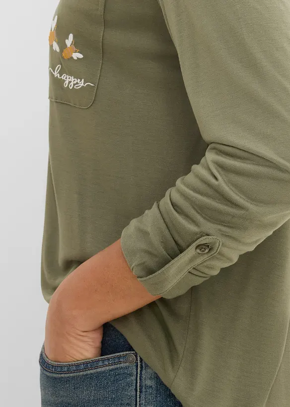 T-shirt manches longues doux, bonprix
