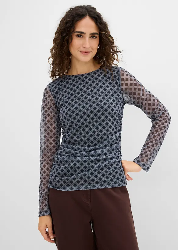 Langarmshirt aus feinem Mesh, bonprix