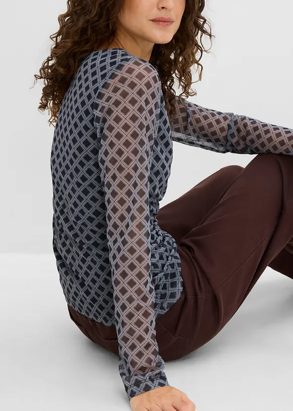 Langarmshirt aus feinem Mesh, bonprix