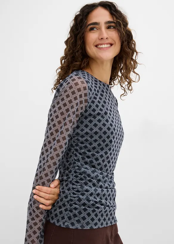 Langarmshirt aus feinem Mesh, bonprix