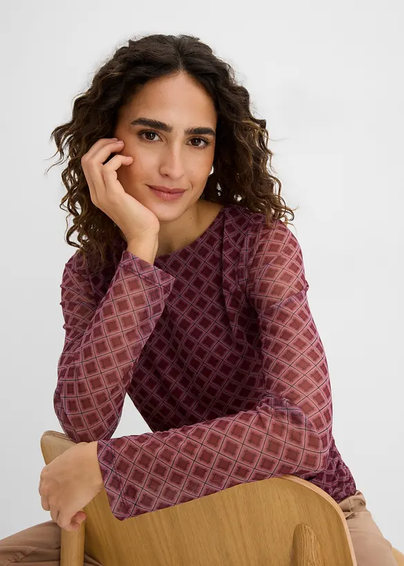 Langarmshirt aus feinem Mesh, bonprix