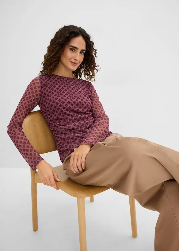 Langarmshirt aus feinem Mesh, bonprix