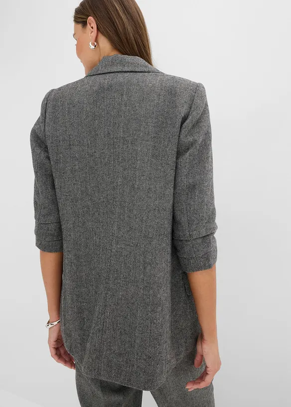 Blazer long &agrave; col tailleur, bonprix
