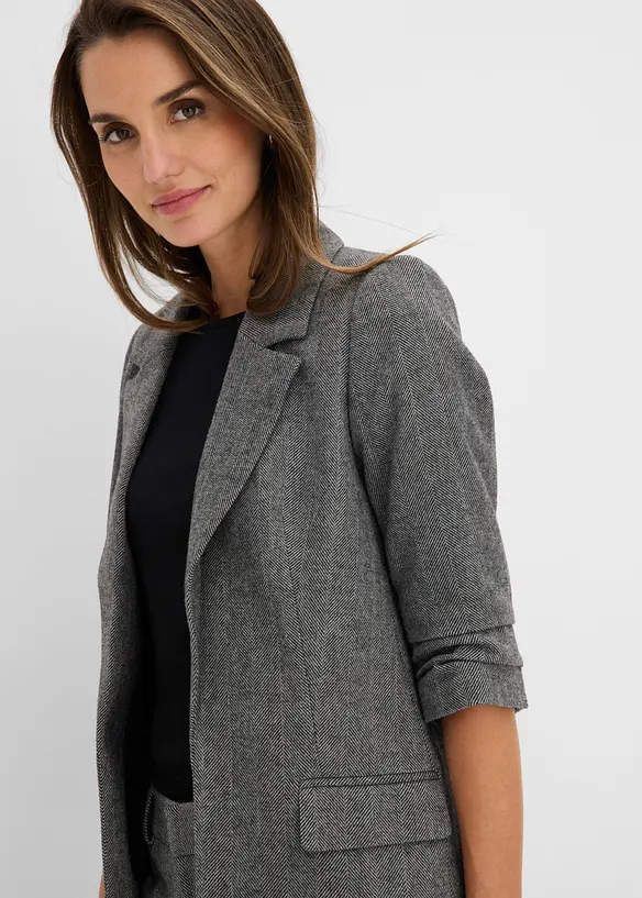 Blazer long &agrave; col tailleur, bonprix