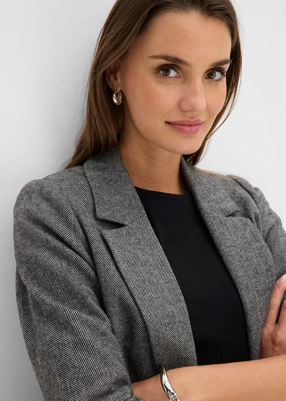 Blazer long &agrave; col tailleur, bonprix