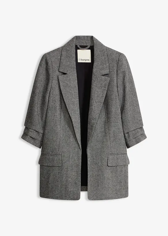 Blazer long &agrave; col tailleur, bonprix