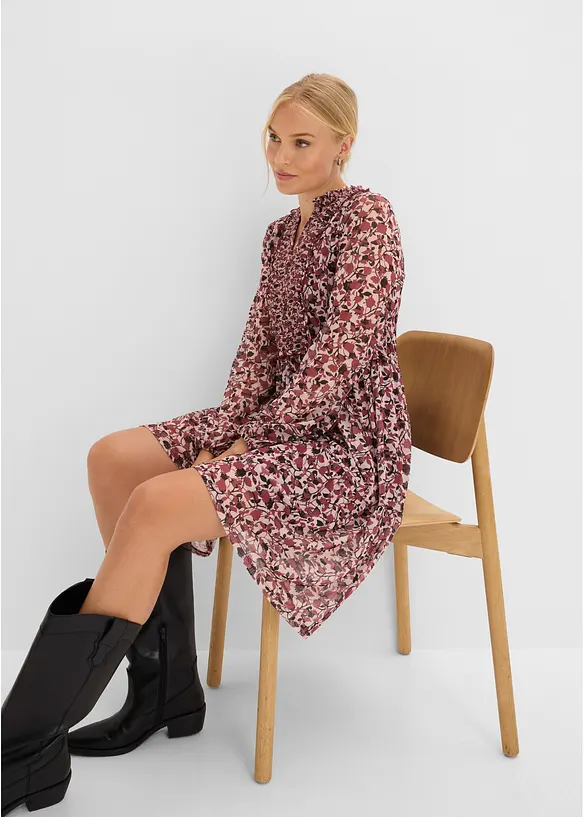 Jerseykleid aus feinem Mesh, bonprix