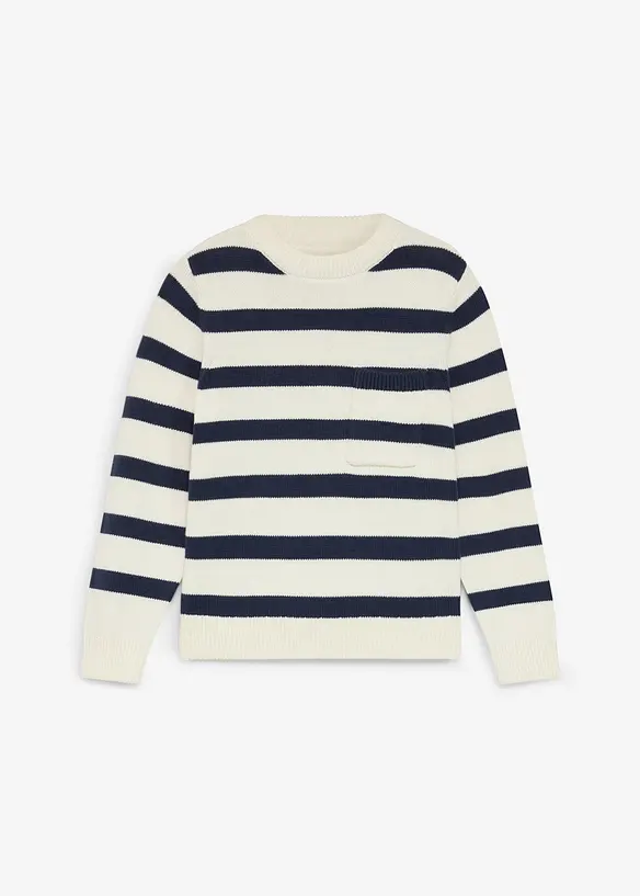 Pull ray&eacute; en grosse maille, 100% coton, bonprix