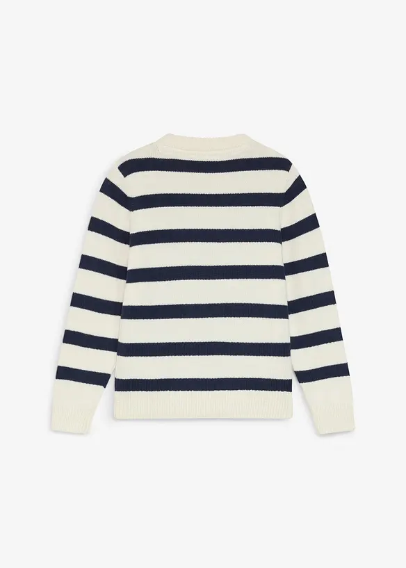 Pull ray&eacute; en grosse maille, 100% coton, bonprix