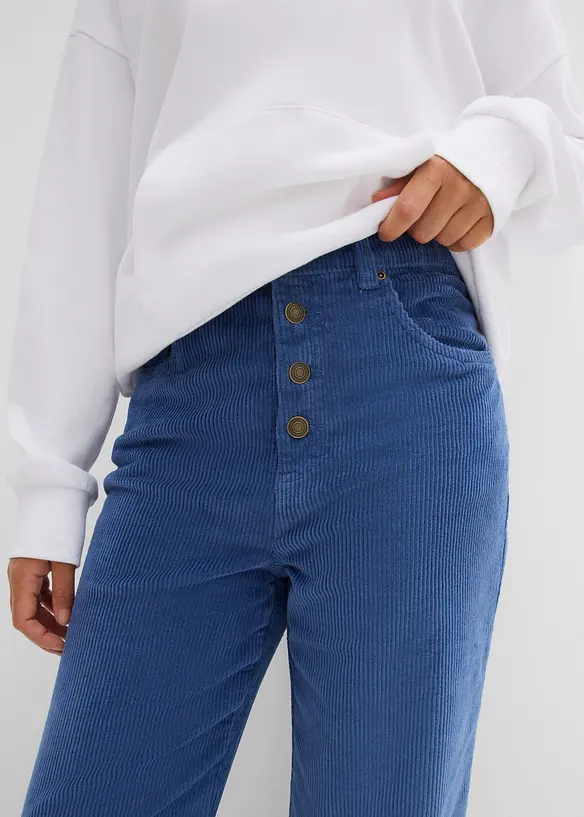Pantalon taille haute en velours c&ocirc;tel&eacute; extensible, bonprix