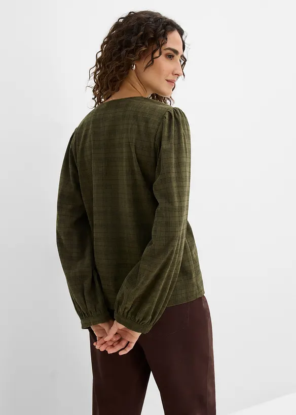 Karierte Cord-Bluse, bonprix