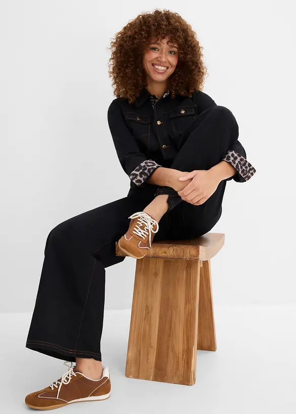 Combinaison &agrave; taille &eacute;lastiqu&eacute;e en twill de coton extensible, bonprix