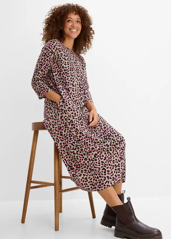 Midikleid aus flie&szlig;ender Viskose, bonprix