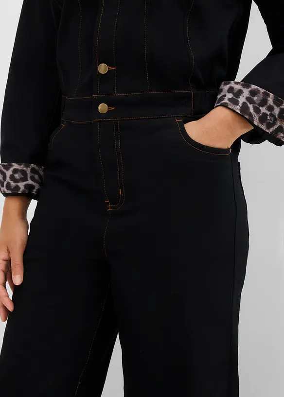 Combinaison &agrave; taille &eacute;lastiqu&eacute;e en twill de coton extensible, bonprix