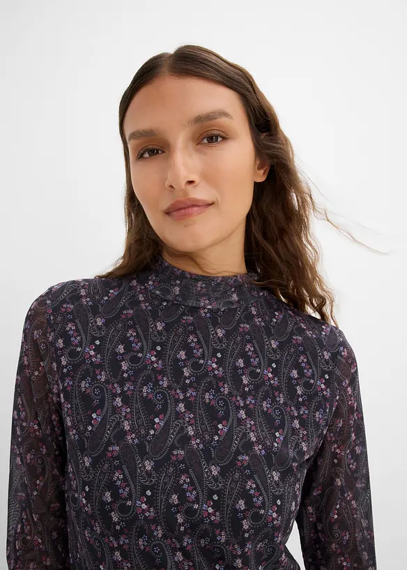 Langarmshirt aus feinem Mesh, bonprix