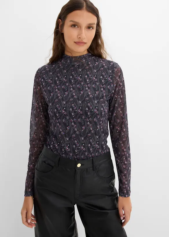 Langarmshirt aus feinem Mesh, bonprix