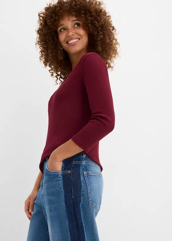Lot de 3&nbsp;T-shirts c&ocirc;tel&eacute;s 100% coton &agrave; manches 3/4, bonprix