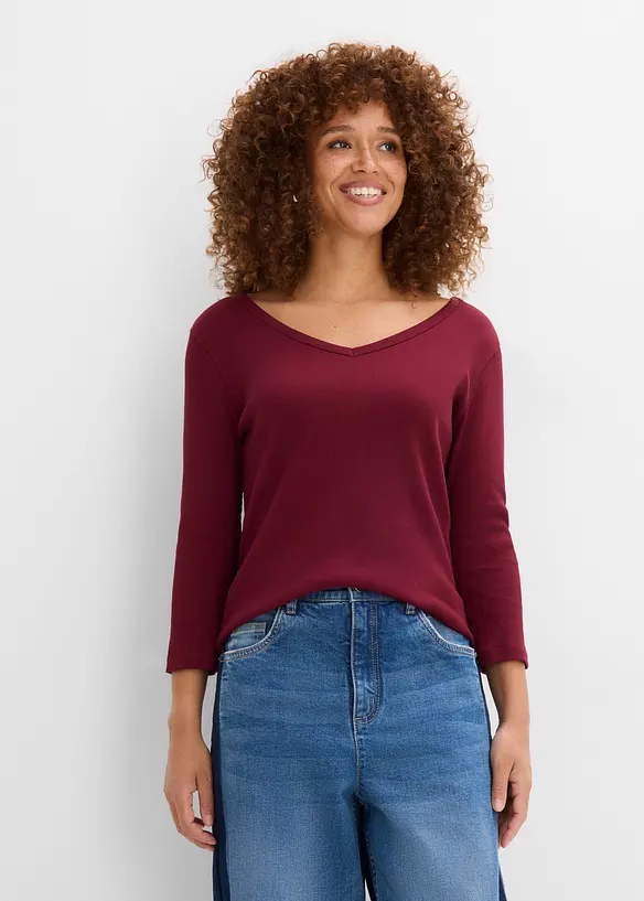 Lot de 3&nbsp;T-shirts c&ocirc;tel&eacute;s 100% coton &agrave; manches 3/4, bonprix