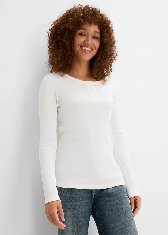 Lot de 3&nbsp;T-shirts c&ocirc;tel&eacute;s &agrave; col tunisien 100% coton, bonprix