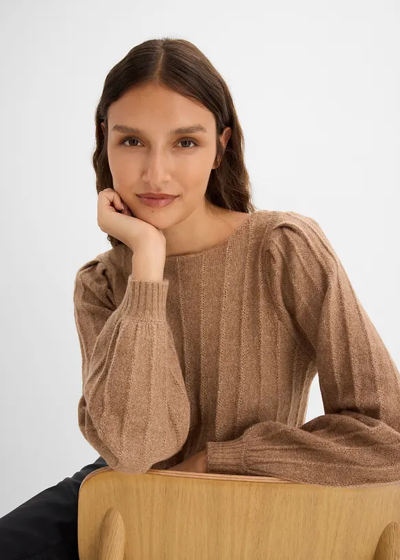 Pullover mit Puff&auml;rmeln, bonprix