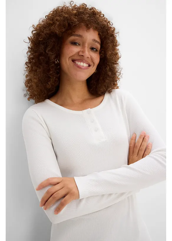 Lot de 3&nbsp;T-shirts c&ocirc;tel&eacute;s &agrave; col tunisien 100% coton, bonprix