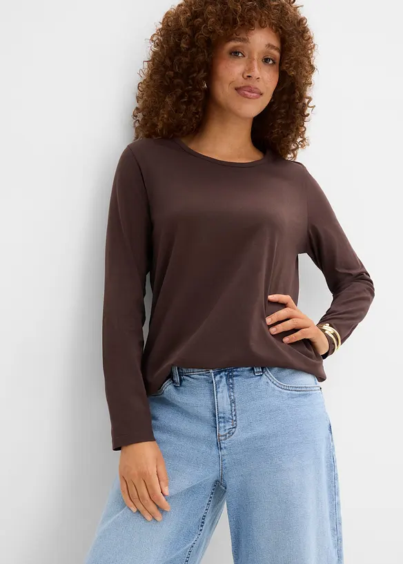 Lot de 3 T-shirts manches longues 100% coton, bonprix