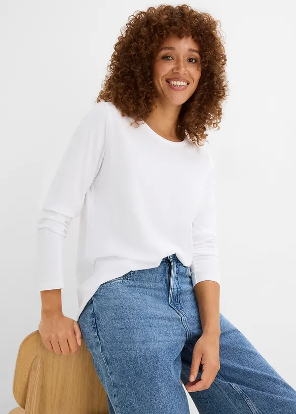 Lot de 3 T-shirts manches longues 100% coton, bonprix