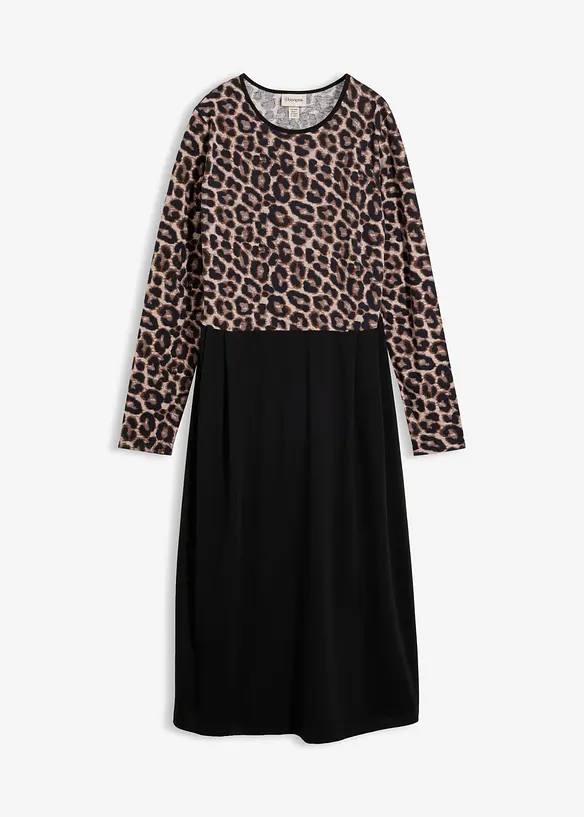 Baumwoll-Jerseykleid, Midil&auml;nge, bonprix