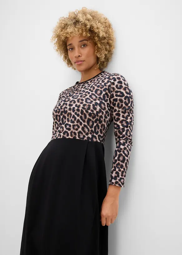 Baumwoll-Jerseykleid, Midil&auml;nge, bonprix