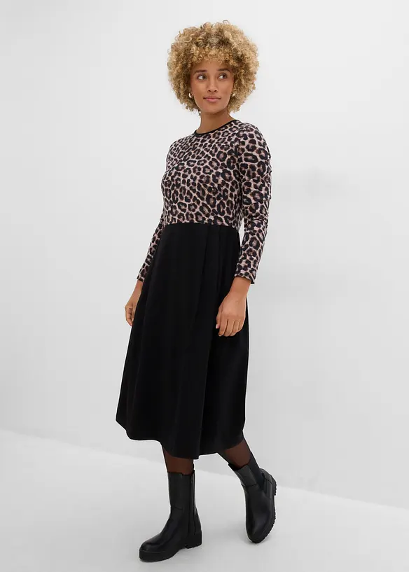 Baumwoll-Jerseykleid, Midil&auml;nge, bonprix