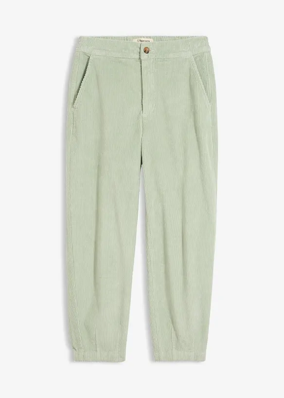 Pantalon barrel en velours de coton c&ocirc;tel&eacute; extensible, bonprix