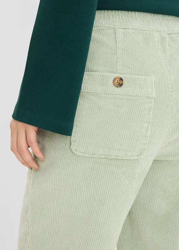 Pantalon barrel en velours de coton c&ocirc;tel&eacute; extensible, bonprix