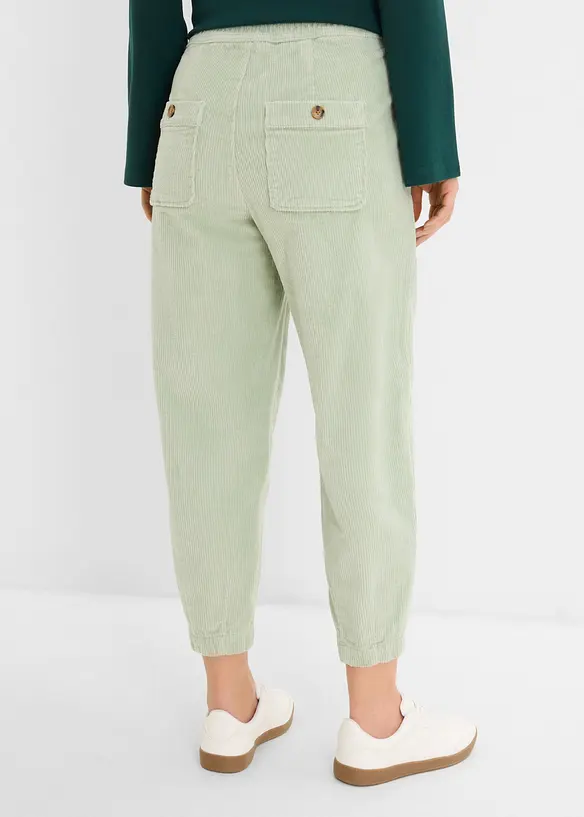 Pantalon barrel en velours de coton c&ocirc;tel&eacute; extensible, bonprix