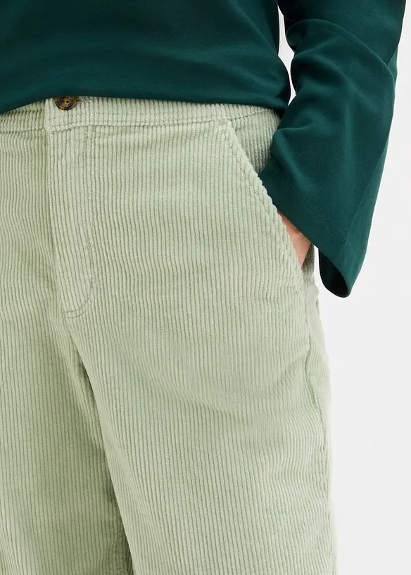 Pantalon barrel en velours de coton c&ocirc;tel&eacute; extensible, bonprix