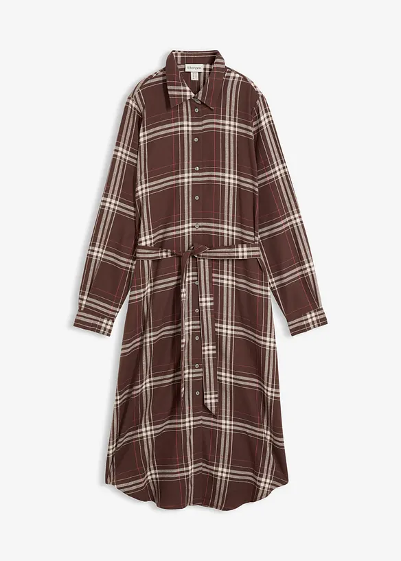 Flanell-Midikleid aus reiner Baumwolle, bonprix