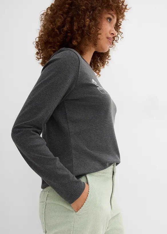 T-shirt manches longues en pur coton, bonprix