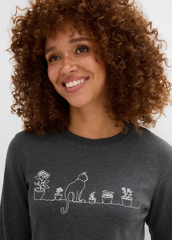 T-shirt manches longues en pur coton, bonprix