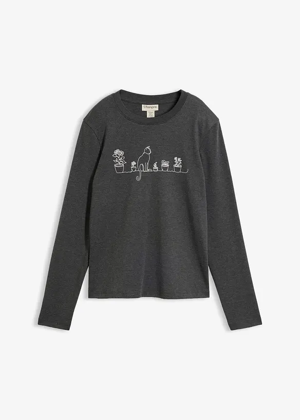 T-shirt manches longues en pur coton, bonprix