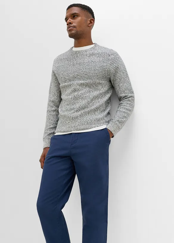 Classic Fit Stretch-Chinohose mit weitem Bein, Straight, bonprix